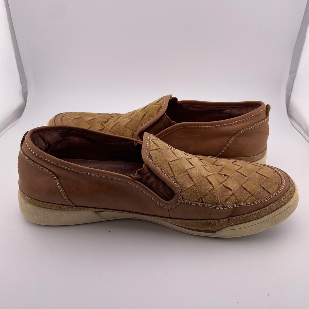 Donald J Pliner Sport Men's Brown Woven Leather Slip On Loafers Shoes Size 10